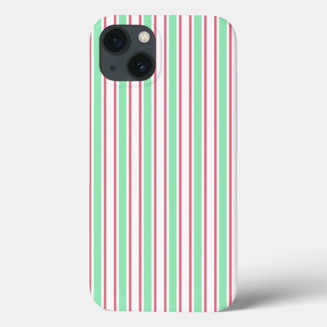 Mint green, pink and white candy stripes Case-Mate iPhone Case (Back)