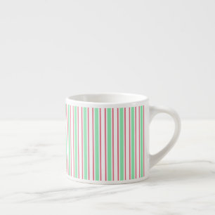 Mint green, pink and white candy stripes espresso cup