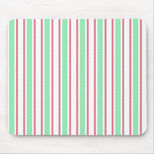 Mint green, pink and white candy stripes mouse pad