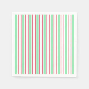 Mint green, pink and white candy stripes napkin