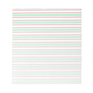 Mint green, pink and white candy stripes notepad
