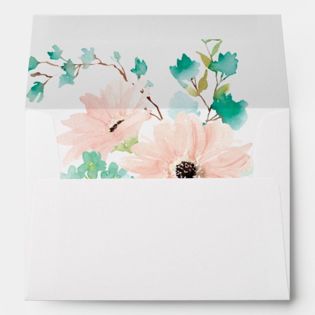 Mint Green & Pink Floral Envelope (Back (Bottom))