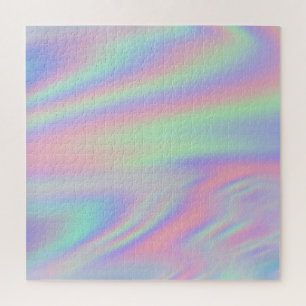 Mint Green Pink Iridescent Rainbow Ombre Jigsaw Puzzle