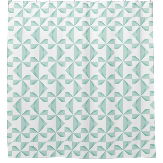 Mint Green Pinwheel Shower Curtain (Front)