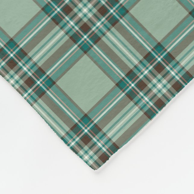 Mint Green Plaid Kelly Tartan Fleece Blanket (Corner)