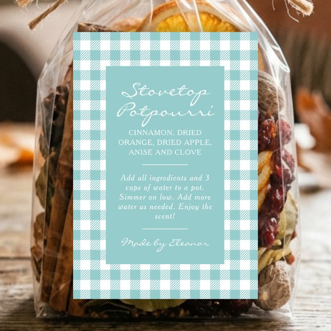 Mint Green Plaid Simmer Pot Kit Label (Creator Uploaded)