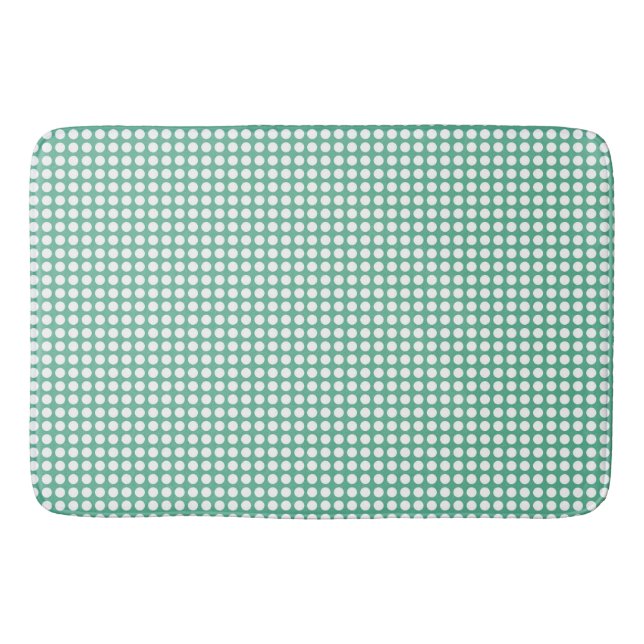 Mint green polka dot background pattern bath mat (Front)