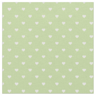Mint Green Polka Dot Hearts Fabric
