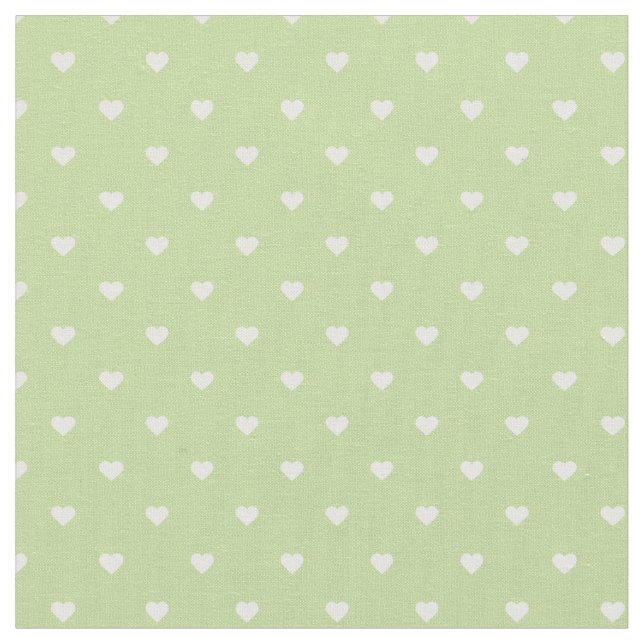 Mint Green Polka Dot Hearts Fabric (Close Up)