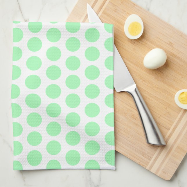 Mint Green Polka Dot Tea Towel (Quarter Fold)