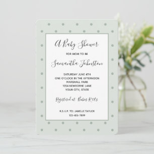 Mint Green Polka Dots Baby Shower Invitation