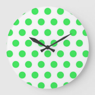 Mint Green Polka Dots Large Clock