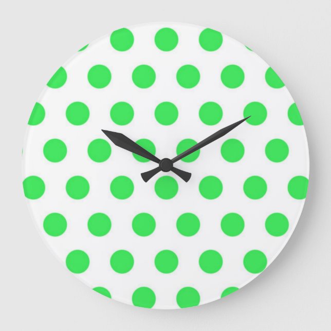 Mint Green Polka Dots Large Clock (Front)