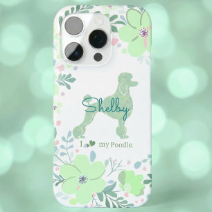 Mint Green Poodle Custom Floral Dog Mum iPhone 16 Pro Case
