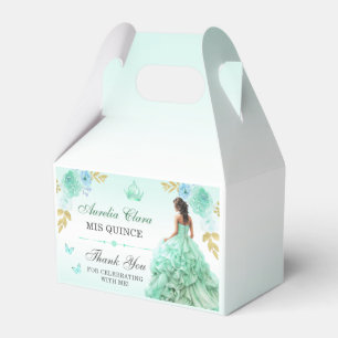Mint Green Princess Dress Quinceañera Birthday Favour Box