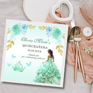 Mint Green Princess Dress Quinceañera Birthday Napkin