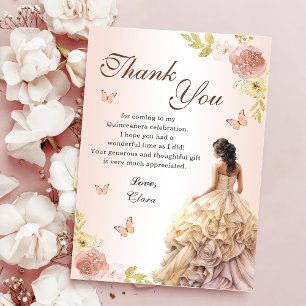 Mint Green Princess Dress Quinceañera Birthday Thank You Card