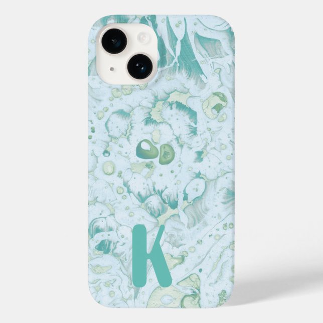Mint green psychedelic monogram Case-Mate iPhone case (Back)