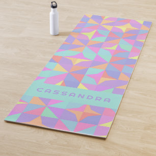 Mint Green Purple Blue Pink Midcentury Pattern Yoga Mat