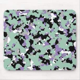 Mint Green & Purple Camouflage Camo Print Mouse Pad