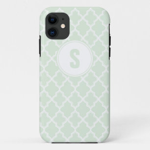 Mint Green Quatrefoil Monogram IPhone 5 Case