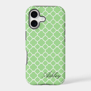 Mint Green Quatrefoil Pattern Monogram