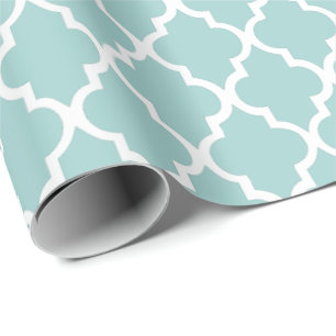 Mint Green Quatrefoil Tiles Pattern Wrapping Paper