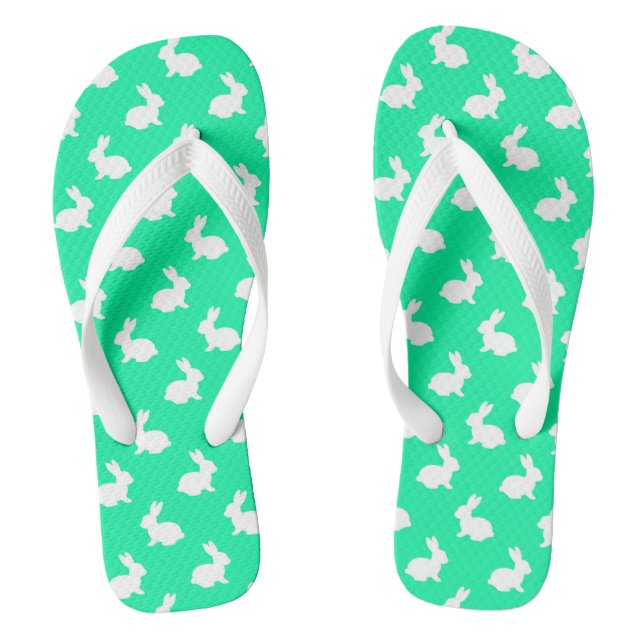 Mint Green Rabbit Flip Flops (Footbed)