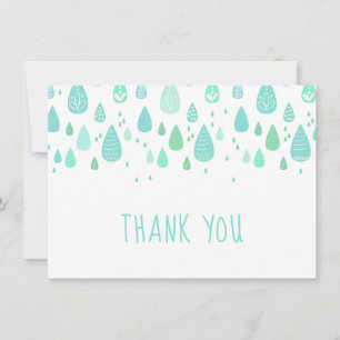 Mint Green Raindrops Thank You Card