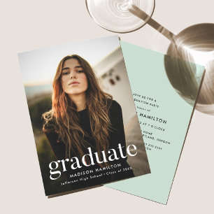 Mint Green   Refined Photo Graduation Party Invitation