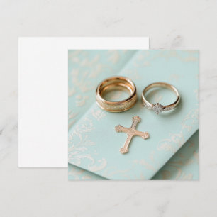 Mint green religious wedding invitation