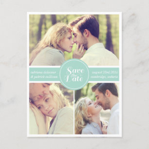 Mint Green Retro Photo Save the Date Postcard