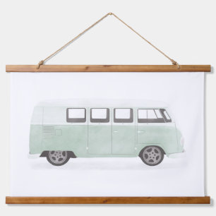 Mint Green Retro Van Nursery Decor Hanging Tapestry