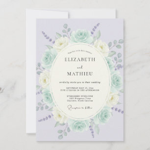 Mint Green Romantic Spring Wedding Invitation