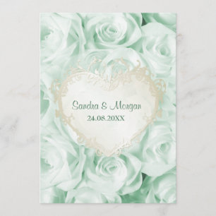 Mint Green Rose Floral Wedding Invitation