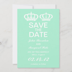 Mint Green Royal Couple Save the Date Invitation