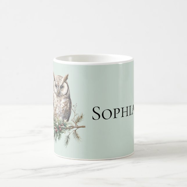 Mint Green Rustic Owl Coffee Mug (Center)