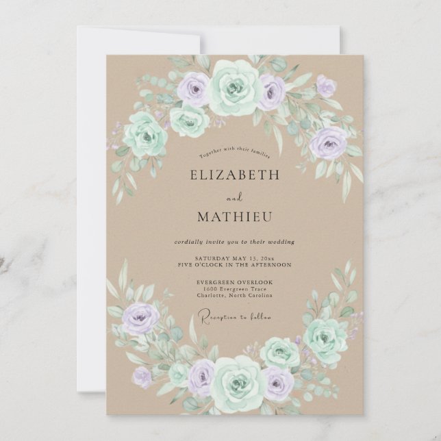 Mint Green Rustic Woodland Wedding Invitation (Front)