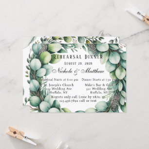 Mint Green & Sage Eucalyptus Rehearsal Dinner Invitation