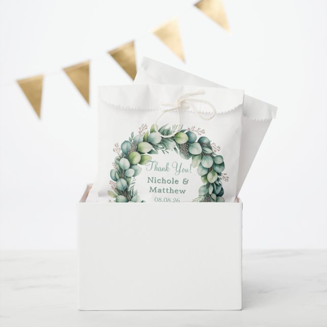 Mint Green & Sage Green Eucalyptus Wedding Favour Bag (Party)