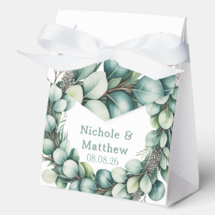 Mint Green & Sage Green Eucalyptus Wedding Favour Box
