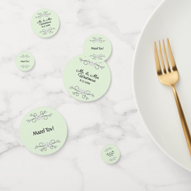 Mint Green Salutations Name and Date Confetti (Group)