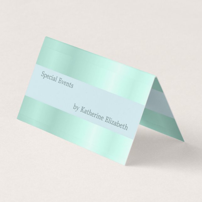 Mint Green Satin Look Minimal Elegant Professional Business Card (Back)