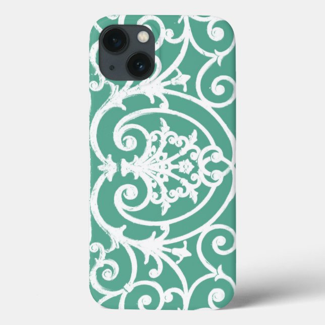 Mint green scrollwork pattern Case-Mate iPhone cas Case (Back)