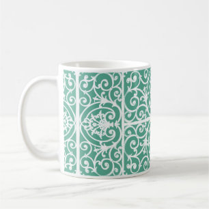 Mint green scrollwork pattern coffee mug