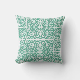 Mint green scrollwork pattern cushion