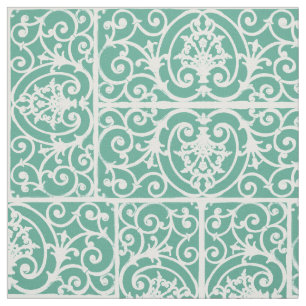 Mint green scrollwork pattern fabric