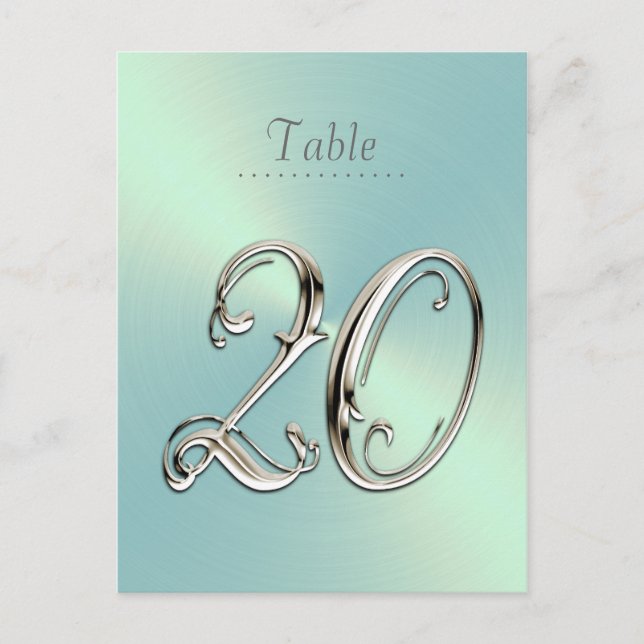 Mint Green Sheen Table Number Postcard (Front)