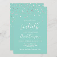 Mint Green Silver Confetti 60th Birthday Party