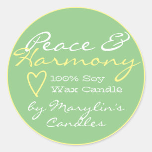 Mint Green Simple Candle Labels with Heart Pastel